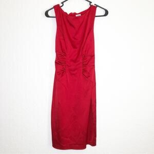 Cache red sleeveless ruched satin sheath dress size 2 NWT romantic cocktail